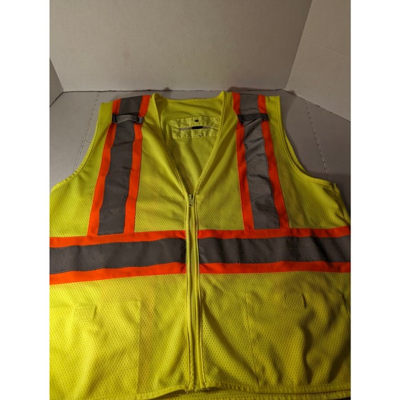 High VIS Vest Men's Large Yellow Orange Reflective Mesh Towing Highway - Picture 4 of 10